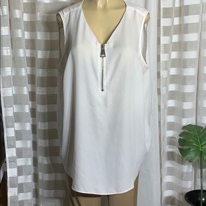 White sleeveless top
